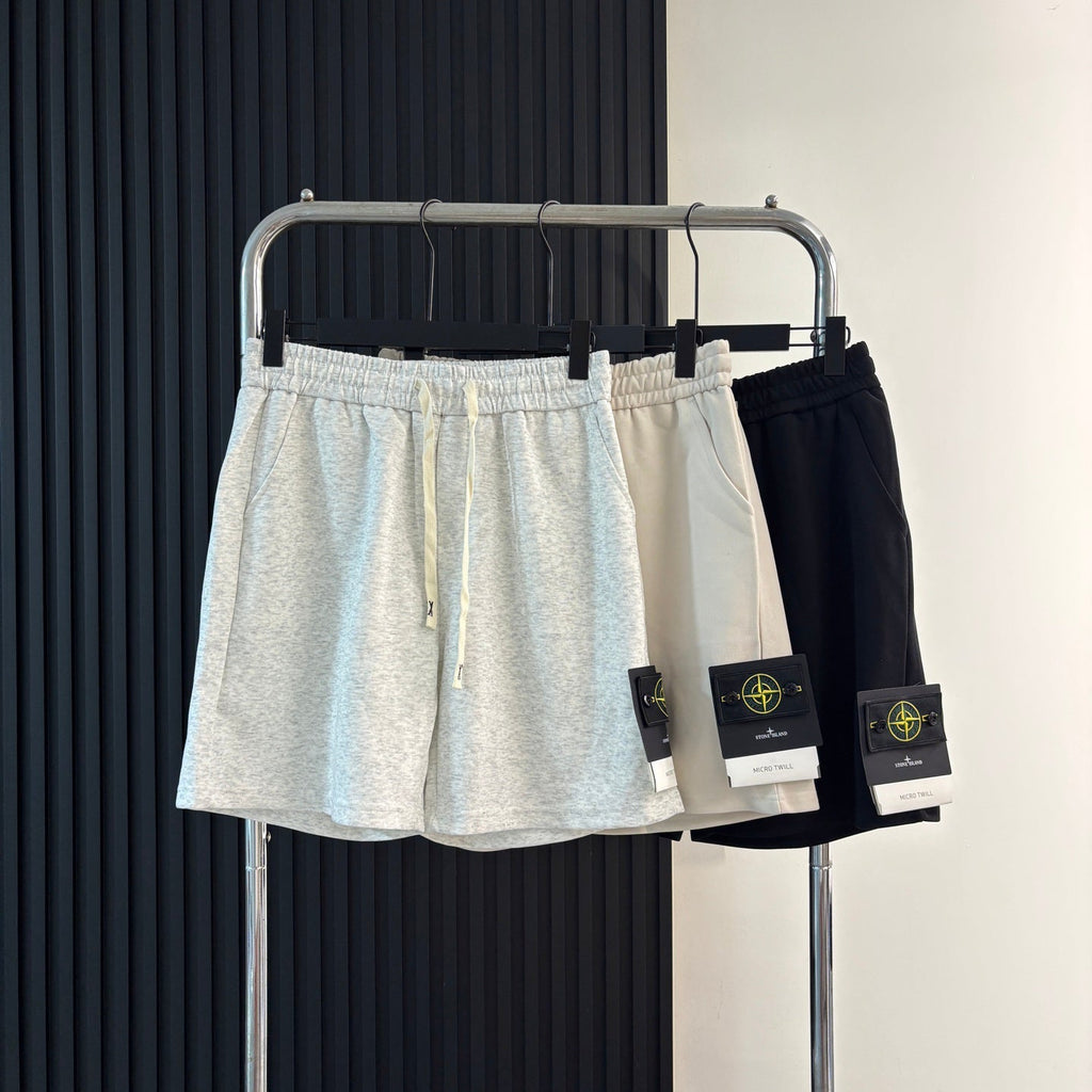 Stone Island Cotton Fleece Sweat Shorts with Elasticated Drawstring Waist
