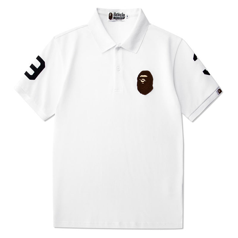 BAPE Embroidered Ape Head Men's Polo Shirt - White