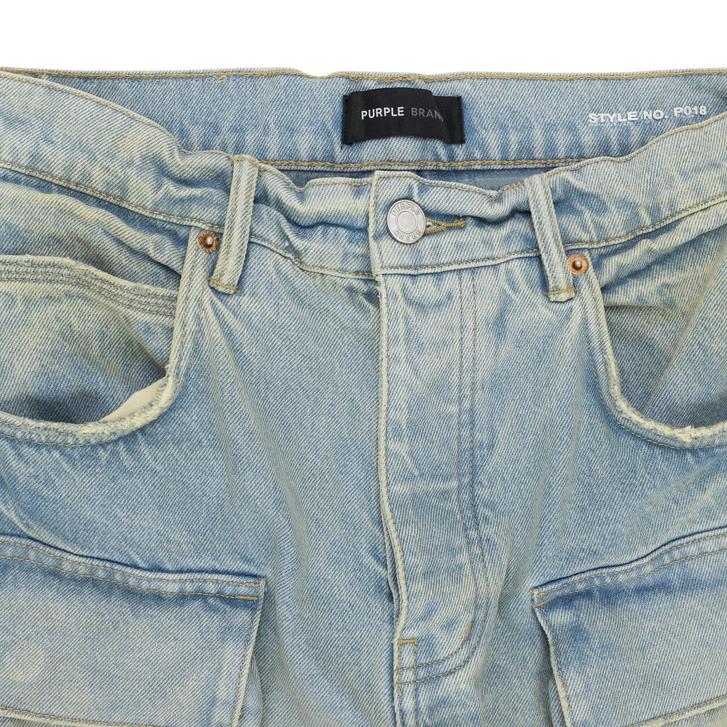 Light Indigo P018 Relaxed Double Cargo Jeans