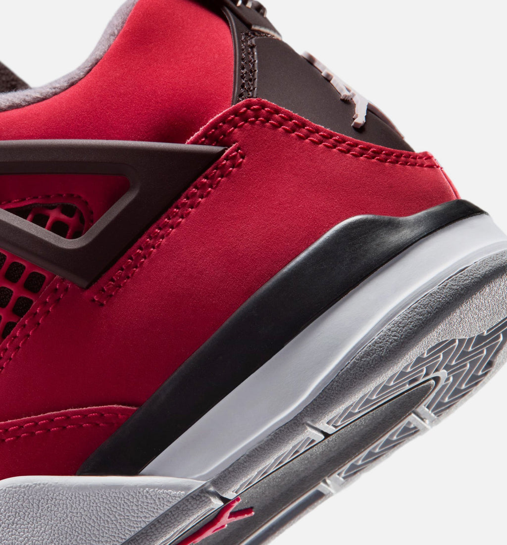 Air Jordan 4 Retro Toro Bravo Preschool Shoes - Fire Red White Black Cement Grey