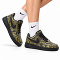 Nike Air Force 1 Low Black Yellow Monogram Unisex Sneakers Style 03