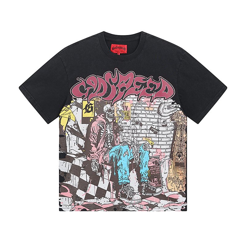 Godspeed Washed Black Rock Graphic Short-Sleeve T-Shirt
