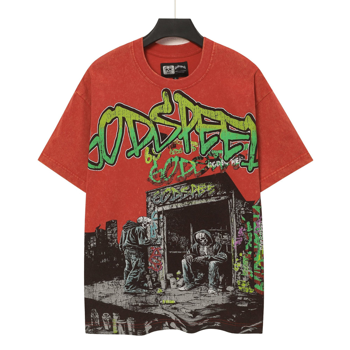 Godspeed Washed Red Skeleton Graphic T-Shirt