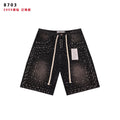 VALE Pearl-Studded Washed Denim Shorts
