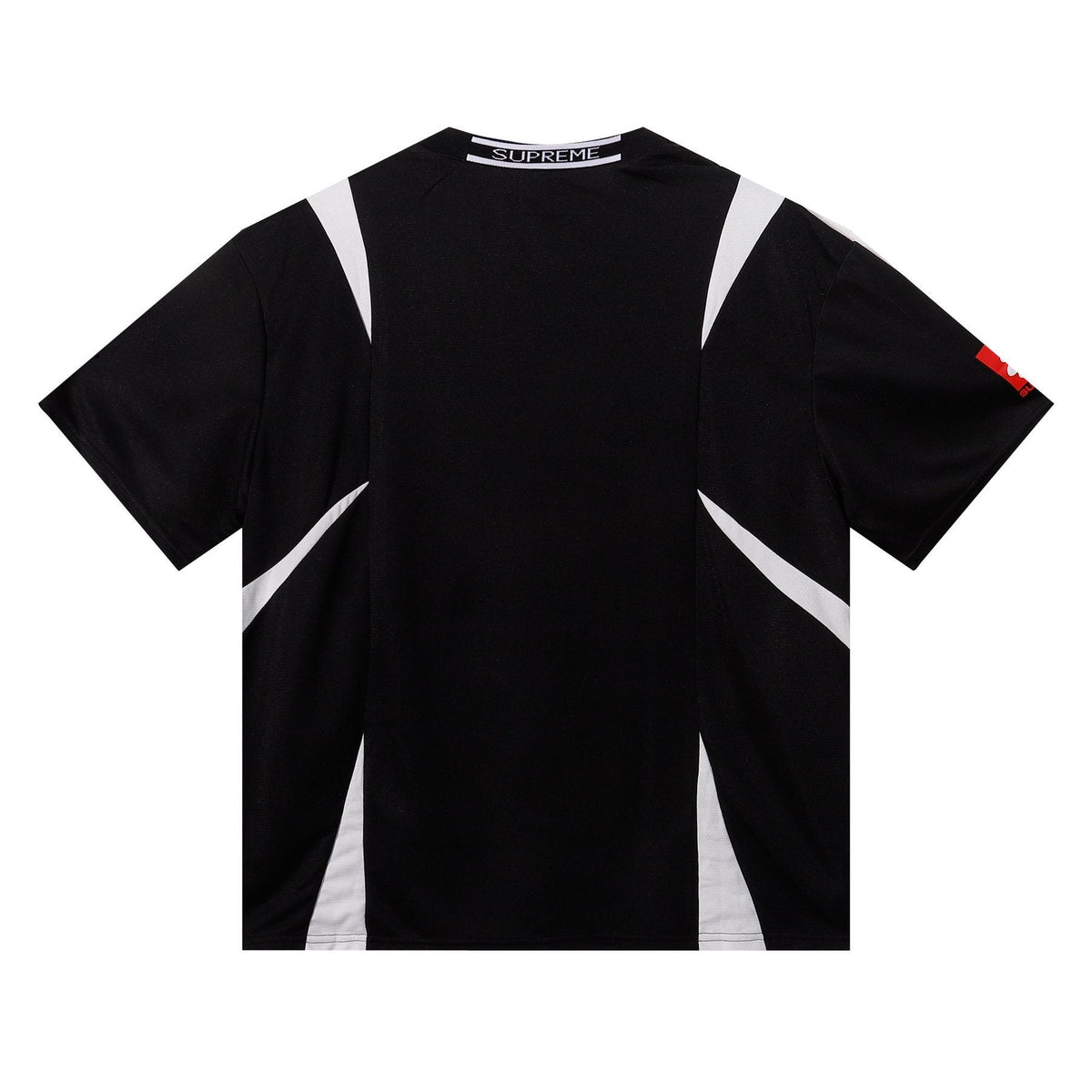 Supreme Black Soccer-Inspired Jersey Graphic T-Shirt