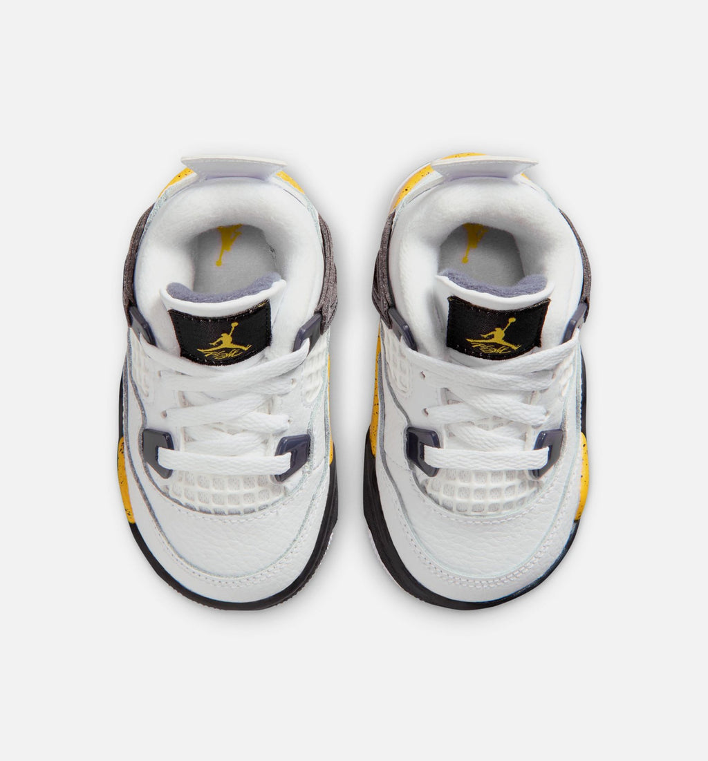 Air Jordan 4 Retro Rare Air Tour Yellow | Infant/Toddler Lifestyle Shoe | White/Dark Stucco/Black/Tour Yellow