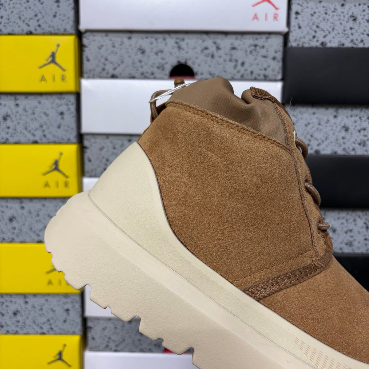 UGG Lace-Up Hiker Chukka Boot – Suede Boot with Knit Collar, Lug Sole & UGG Logo Heel in Tan
