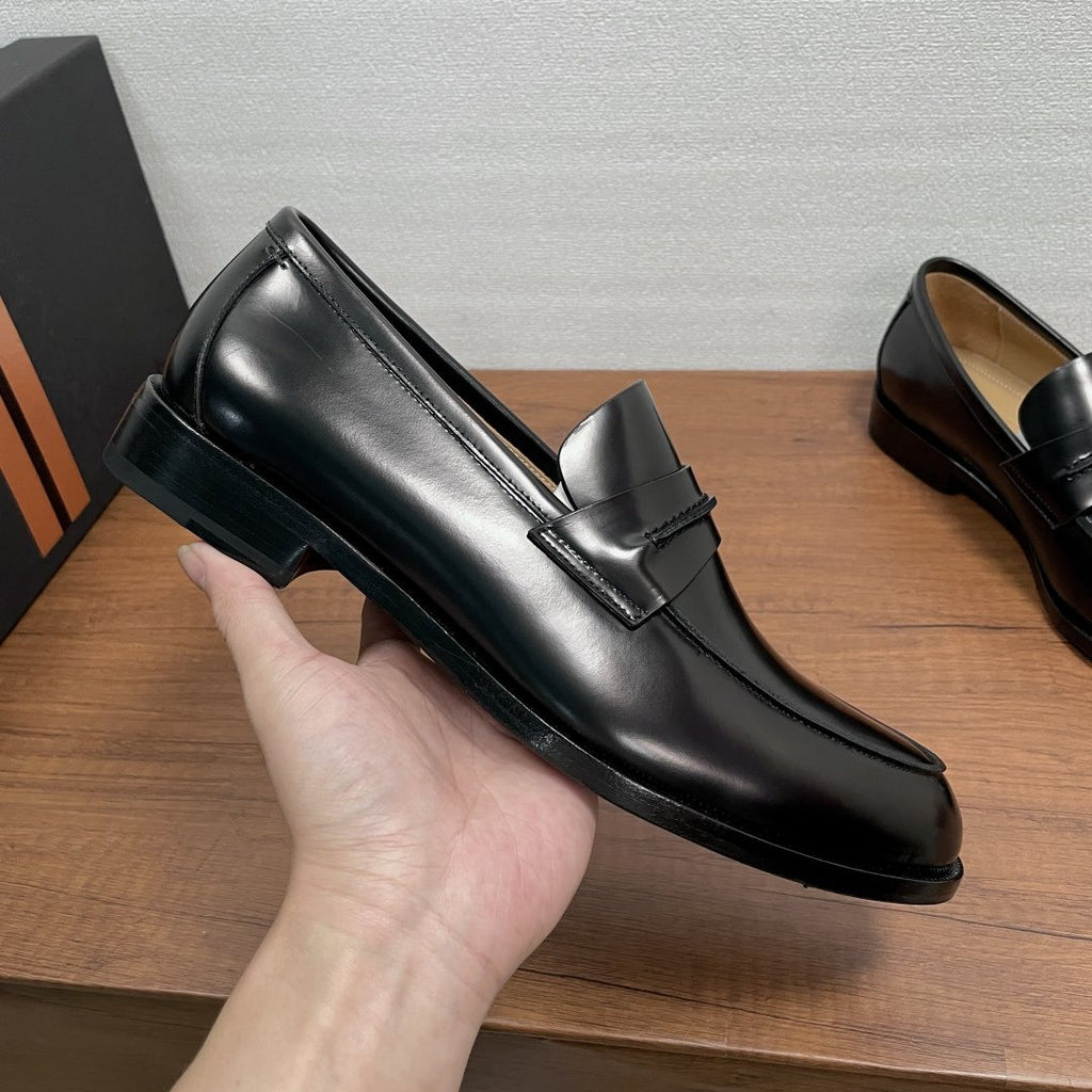 Zegna Men's Black Apron-Toe Loafers