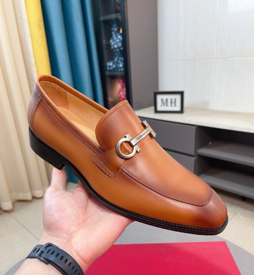 Ferragamo Tan Leather Bit Loafers