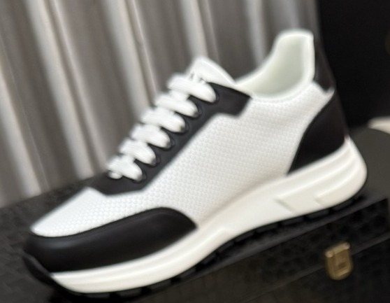 Prada Men's White and Black Low-Top Sneakers