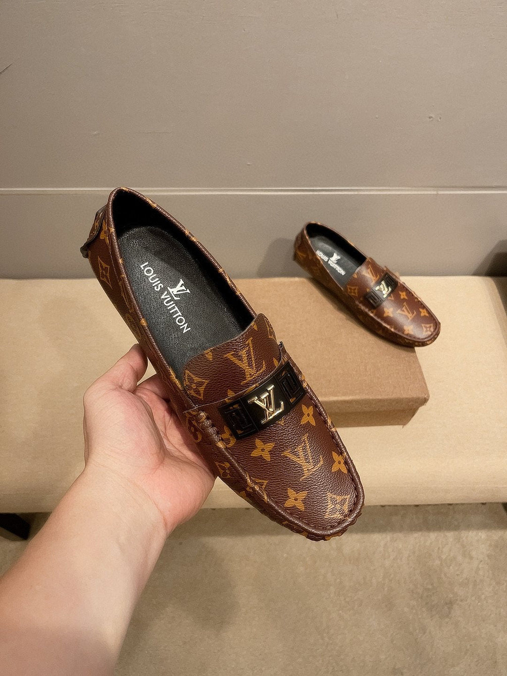 Louis Vuitton Brown Monogram Hardware Loafers