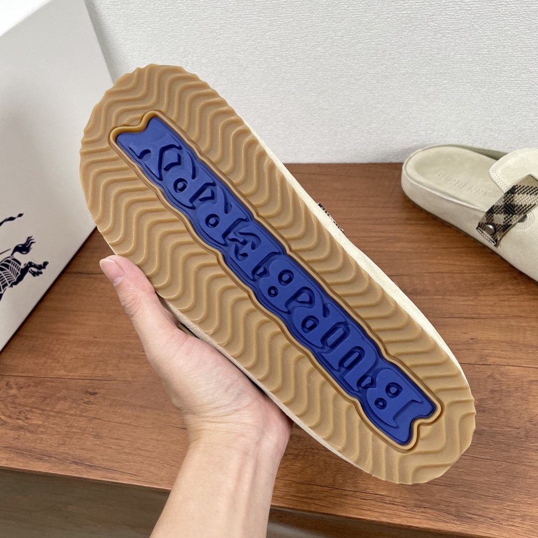 Burberry Powder Blue Check Strap Mule Sandals