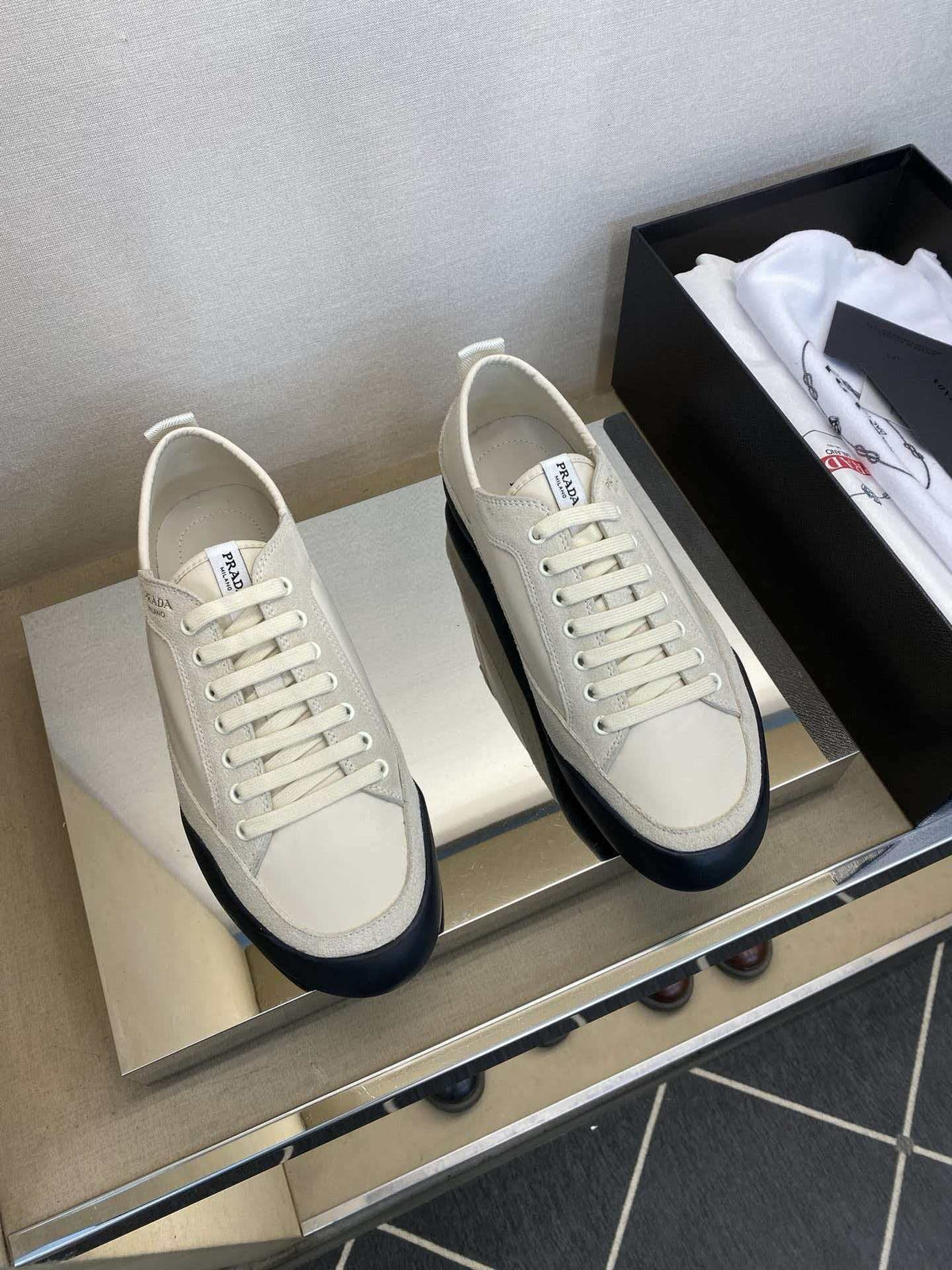 Prada Low-Top Leather Sneakers