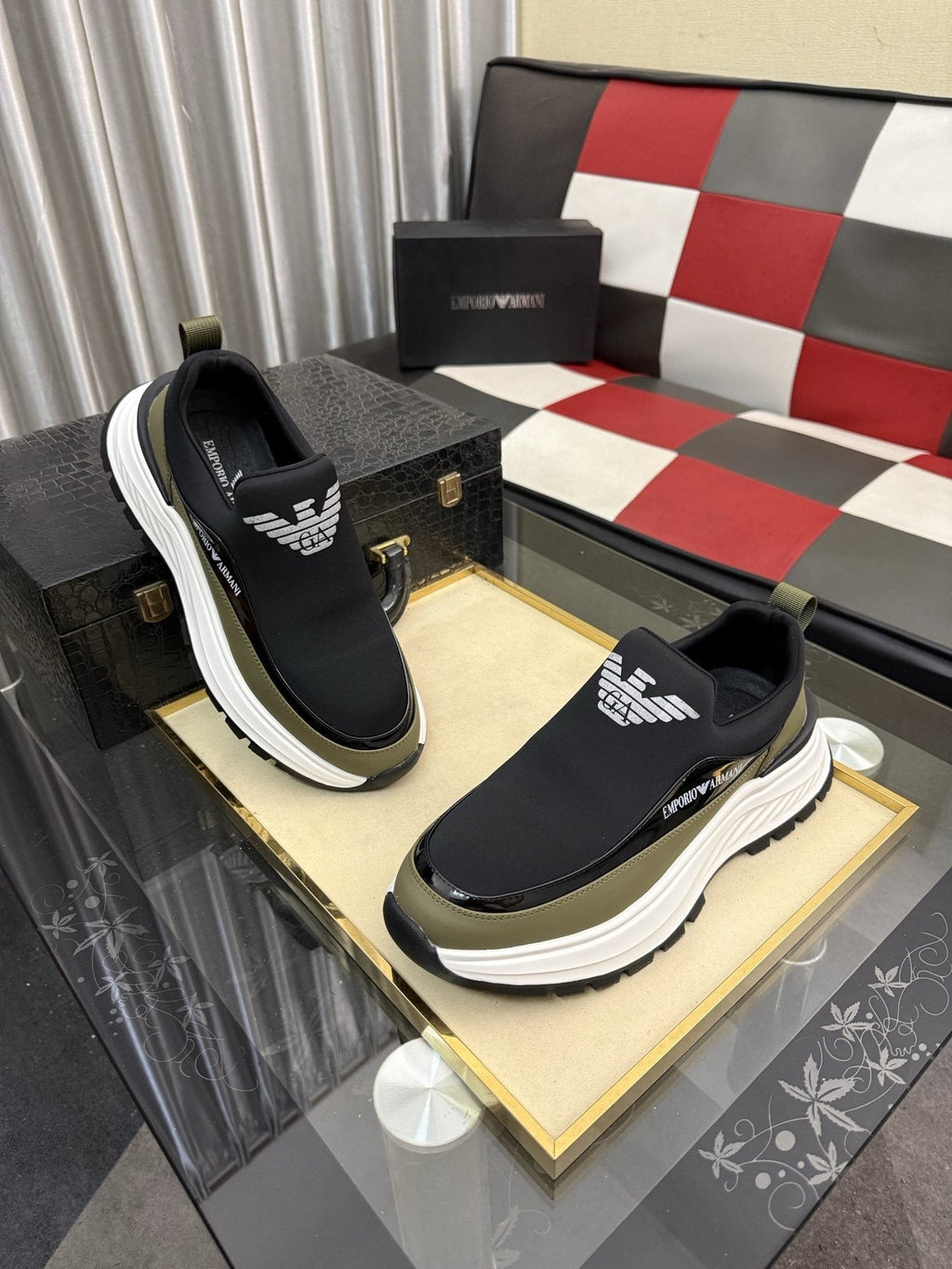 Armani Paneled Slip-On Sneakers