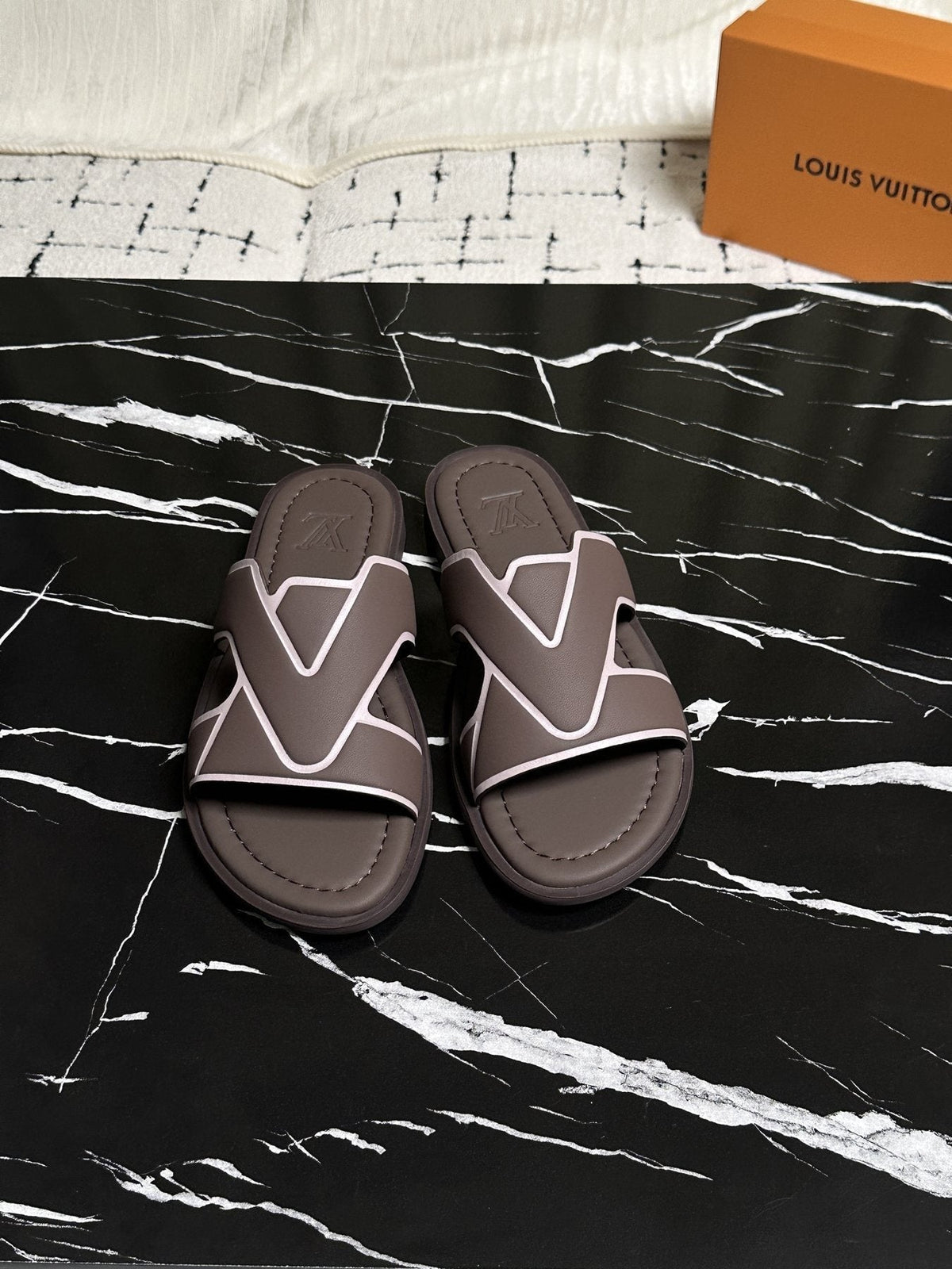 Louis Vuitton Men's V-Detail Slide Sandals