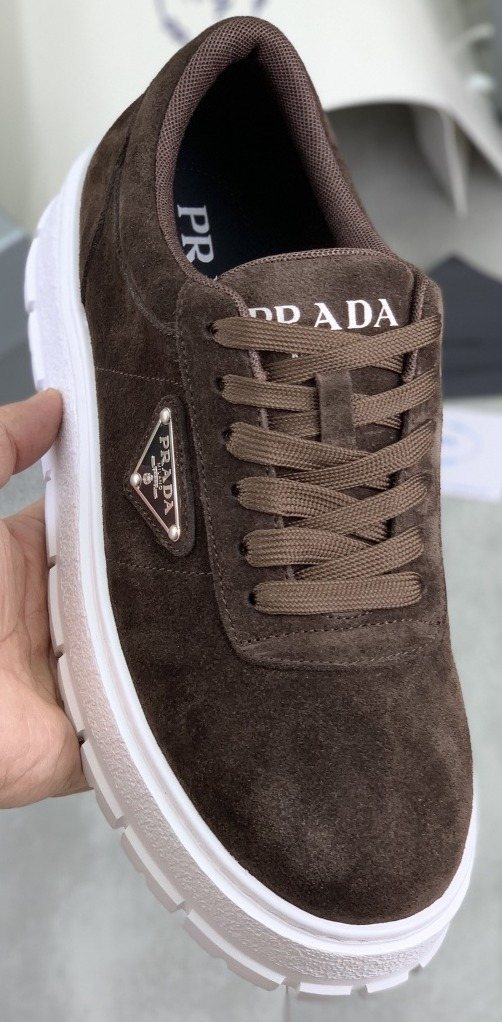 Prada Men's Lace-Up Sneakers with Ridged Soles