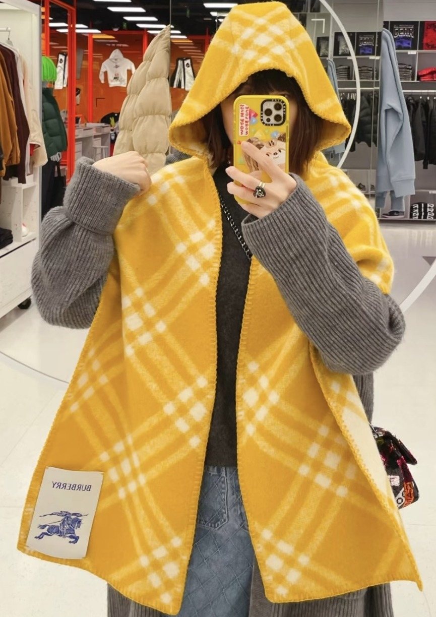 Burberry Yellow Plaid Hooded Scarf